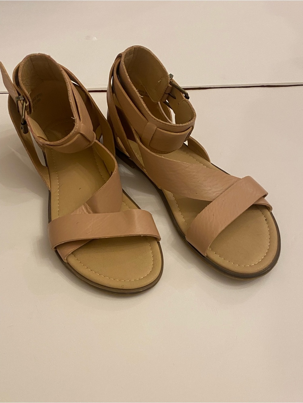 bohme Nude/Tan Crisscross Ankle Strap Sandals - Picture 1 of 4